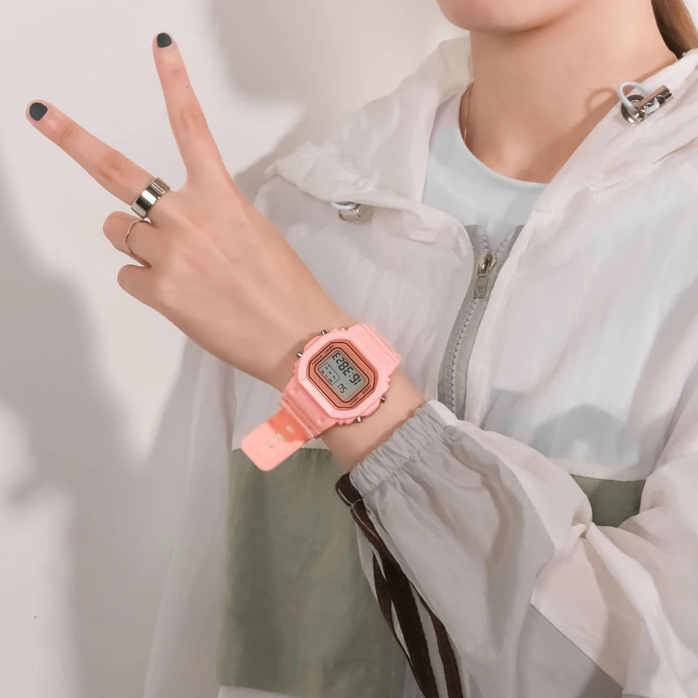 Fashion Simple Adolescent Outdoor Sport Led Waterproof WristWatch Analog Digital Military Sport  Male Watch