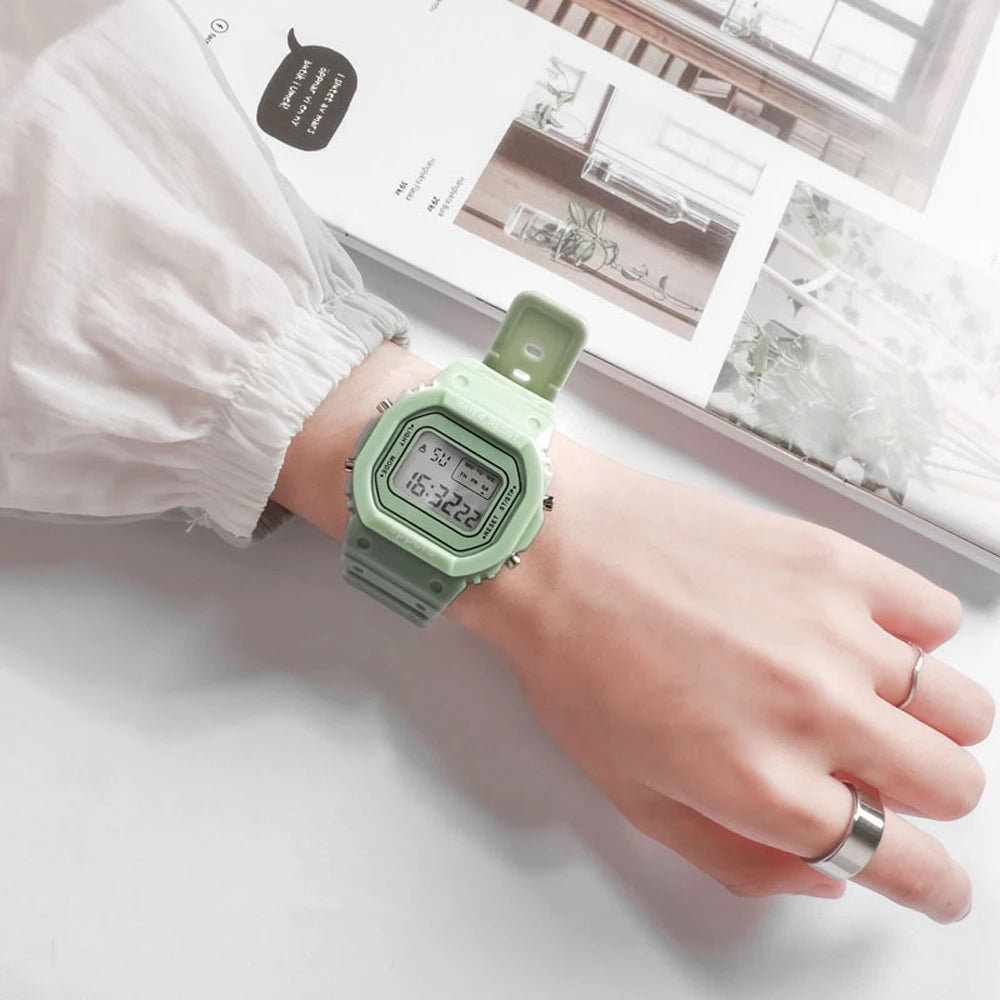 Fashion Simple Adolescent Outdoor Sport Led Waterproof WristWatch Analog Digital Military Sport  Male Watch