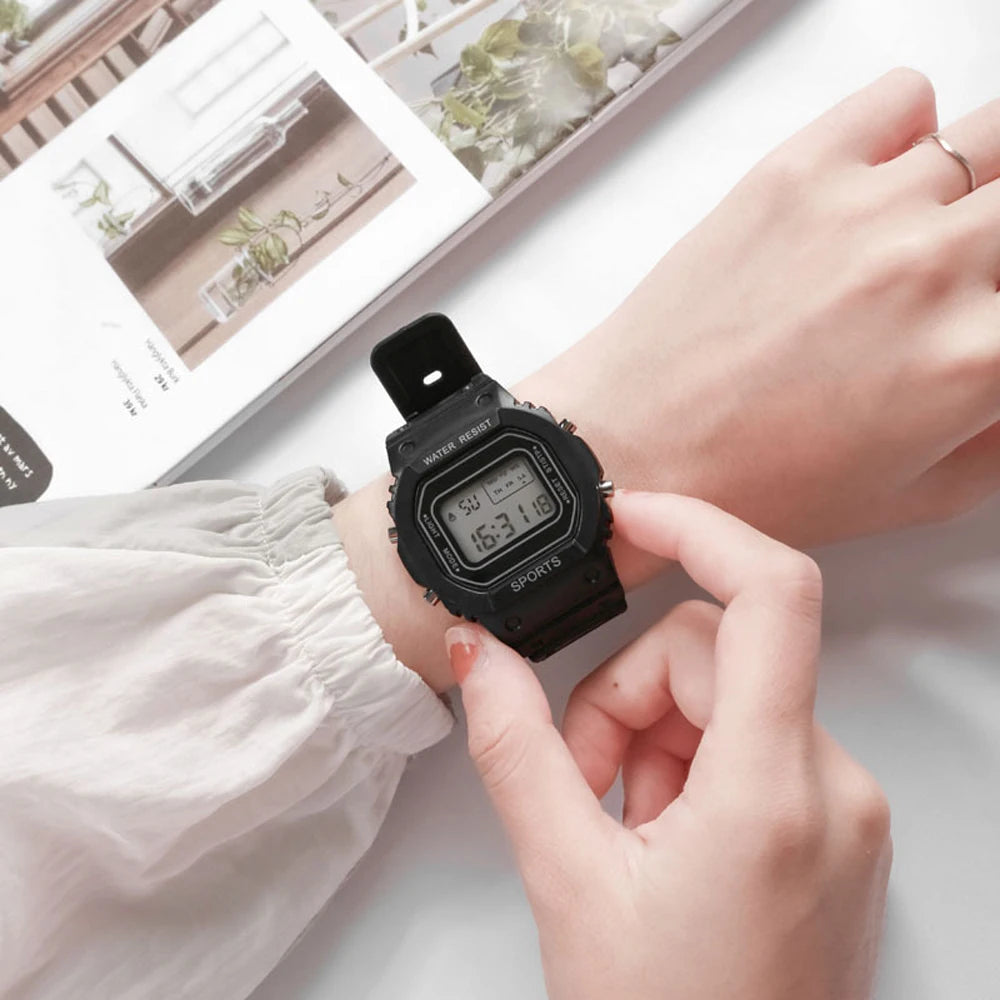 Fashion Simple Adolescent Outdoor Sport Led Waterproof WristWatch Analog Digital Military Sport  Male Watch