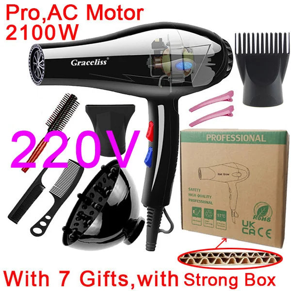 220V With EU Plug 1800W Hot And Cold Wind Hair Dryer Blow dryer Hairdryer Styling Tools For Salons and household use