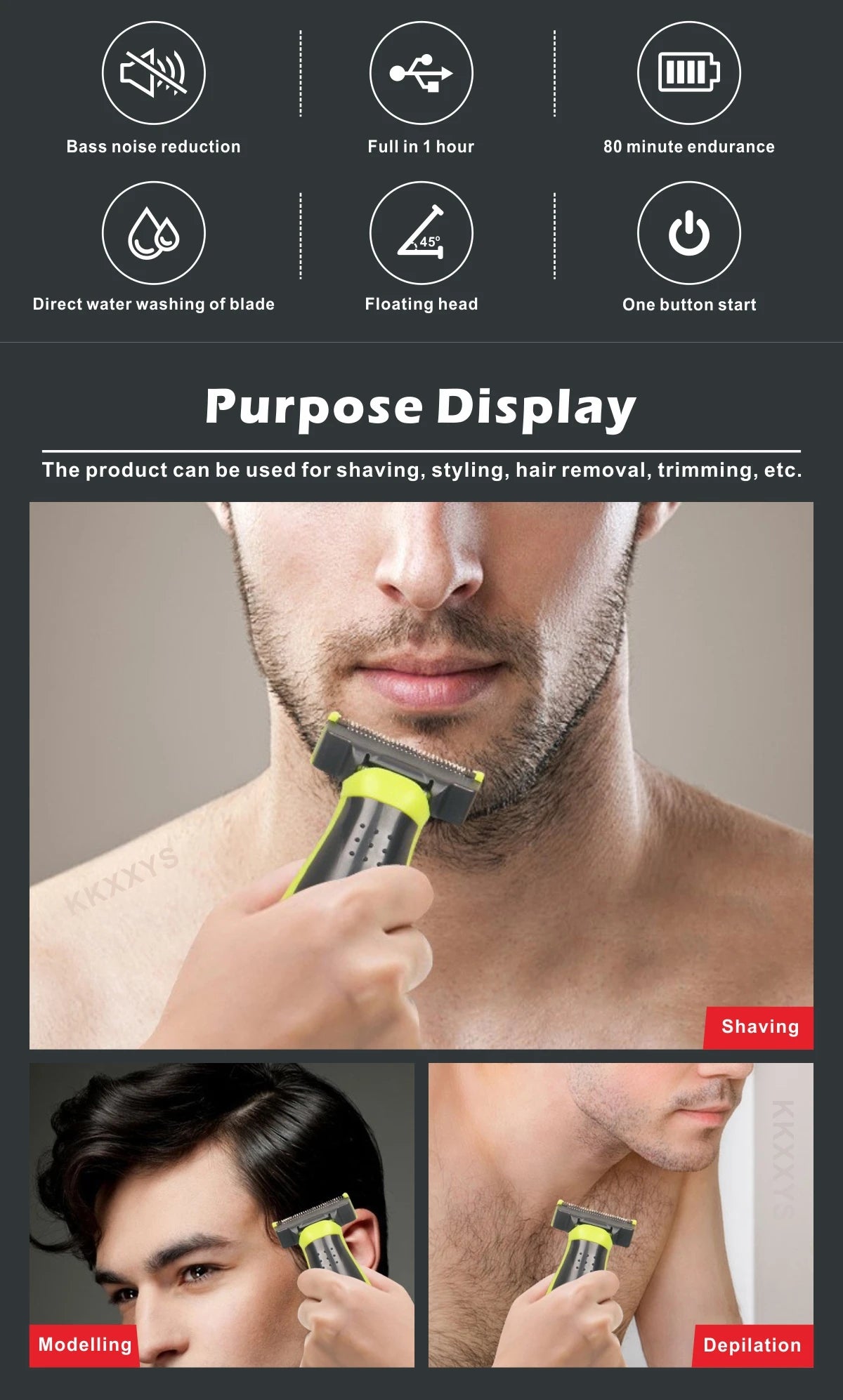 MLG 187 Electric Shaver Flex Razor Head 3 in 1 Shaving Body Face Washable Hair Eyebrow Styling Trimmer Rechargeable Face Care