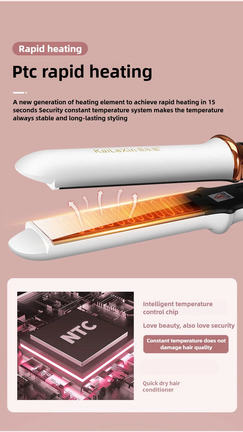 4 Gears Adjustable Temperature 2in1 Professional Flat Iron Hair Straightener Fast Warm-up Styling Tool for Wet or Dry Hair