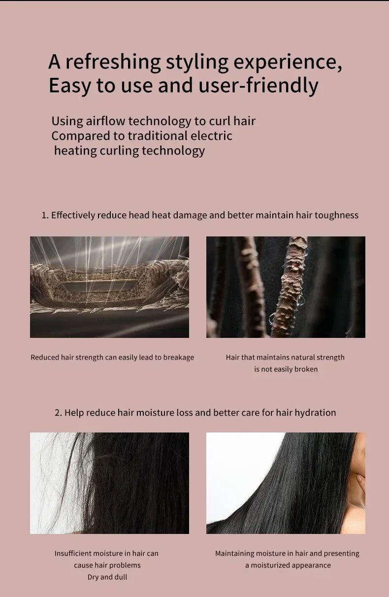 6-in-1 Multi-Function Hair Dryer Curling Iron Straightener Hot Air Comb Styling Kit Salon-like results at home