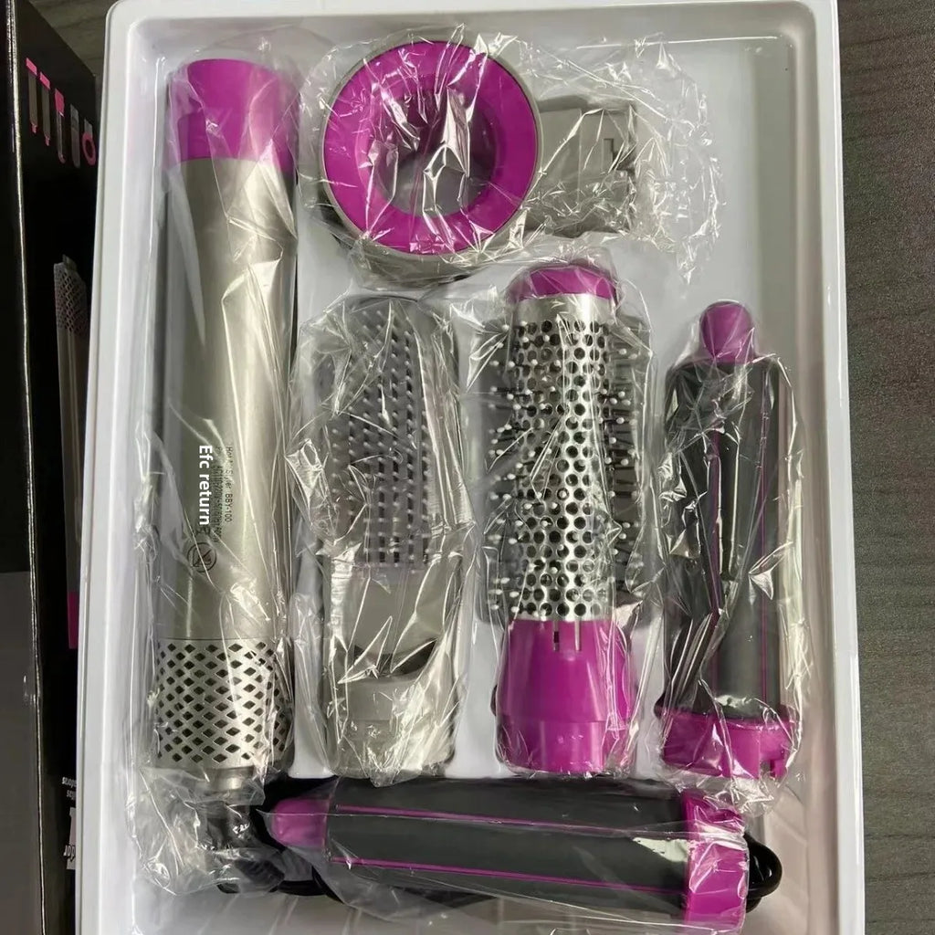 Cross-Border New Five-in-One Hairdryer Brush Automatic Curling Stick Straight Two-Use Beauty Hair Styling Brush Electric Blow Dr