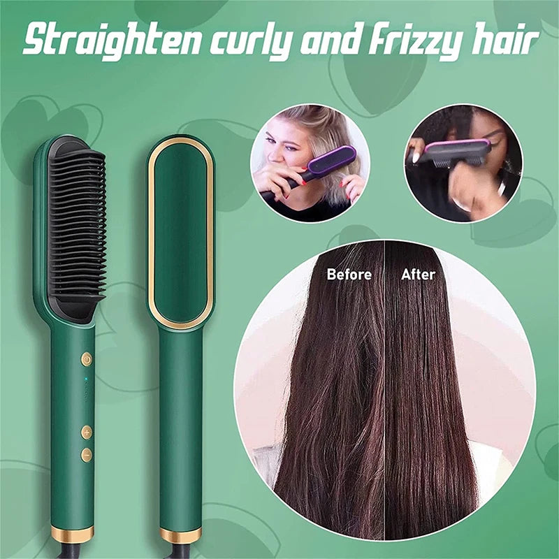 Hot Selling Professional Straight Hair Comb Portable Ceramic Coating Straight Hair Brush Salon Women'S Styling Tool