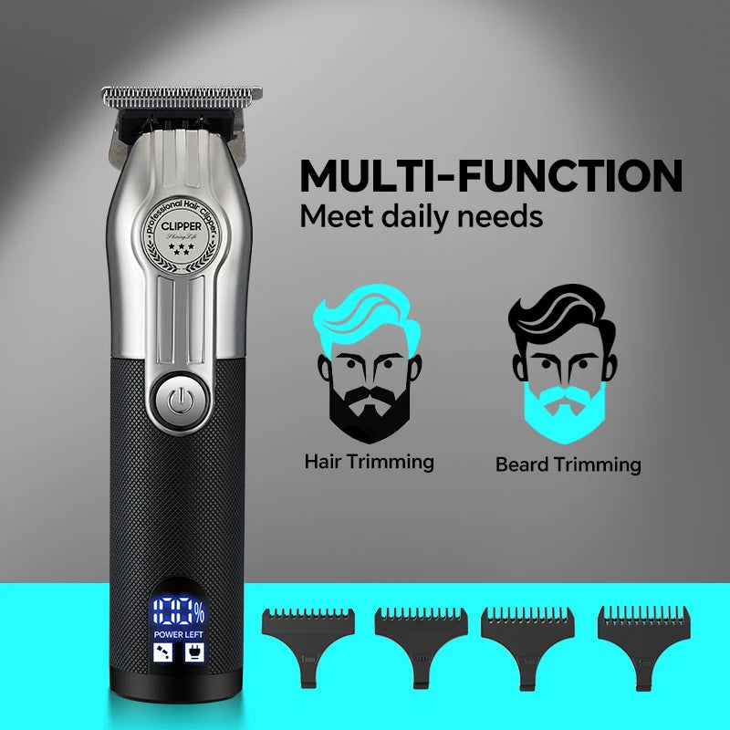 Men's rechargeable hair clippers equipped with guide combs are an ideal choice for hair and beard styling