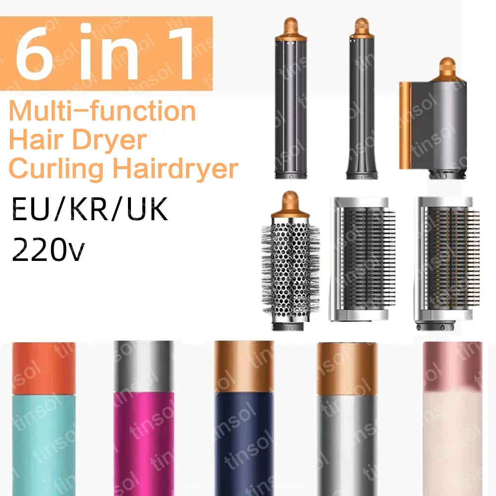 6-in-1 Multi-Function Hair Dryer Curling Iron Straightener Hot Air Comb Styling Kit Salon-like results at home