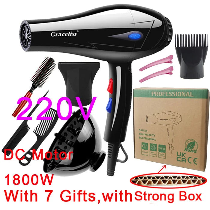 220V With EU Plug 1800W Hot And Cold Wind Hair Dryer Blow dryer Hairdryer Styling Tools For Salons and household use
