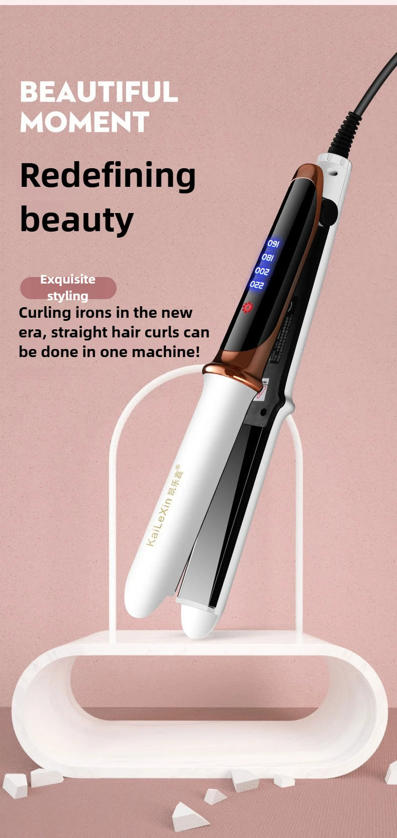 4 Gears Adjustable Temperature 2in1 Professional Flat Iron Hair Straightener Fast Warm-up Styling Tool for Wet or Dry Hair