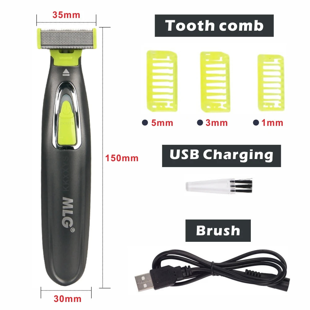 MLG 187 Electric Shaver Flex Razor Head 3 in 1 Shaving Body Face Washable Hair Eyebrow Styling Trimmer Rechargeable Face Care