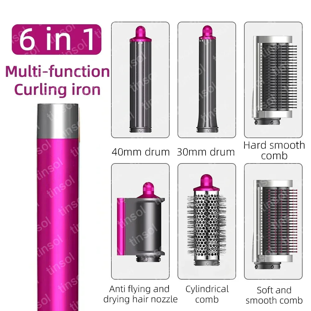 6-in-1 Multi-Function Hair Dryer Curling Iron Straightener Hot Air Comb Styling Kit Salon-like results at home