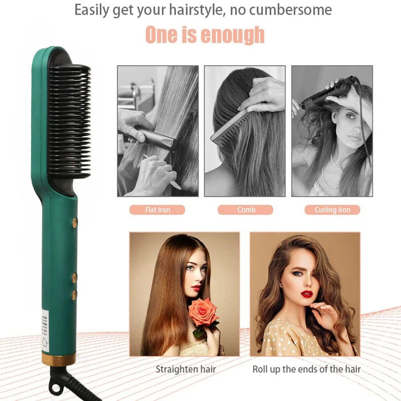 Hot Selling Professional Straight Hair Comb Portable Ceramic Coating Straight Hair Brush Salon Women'S Styling Tool