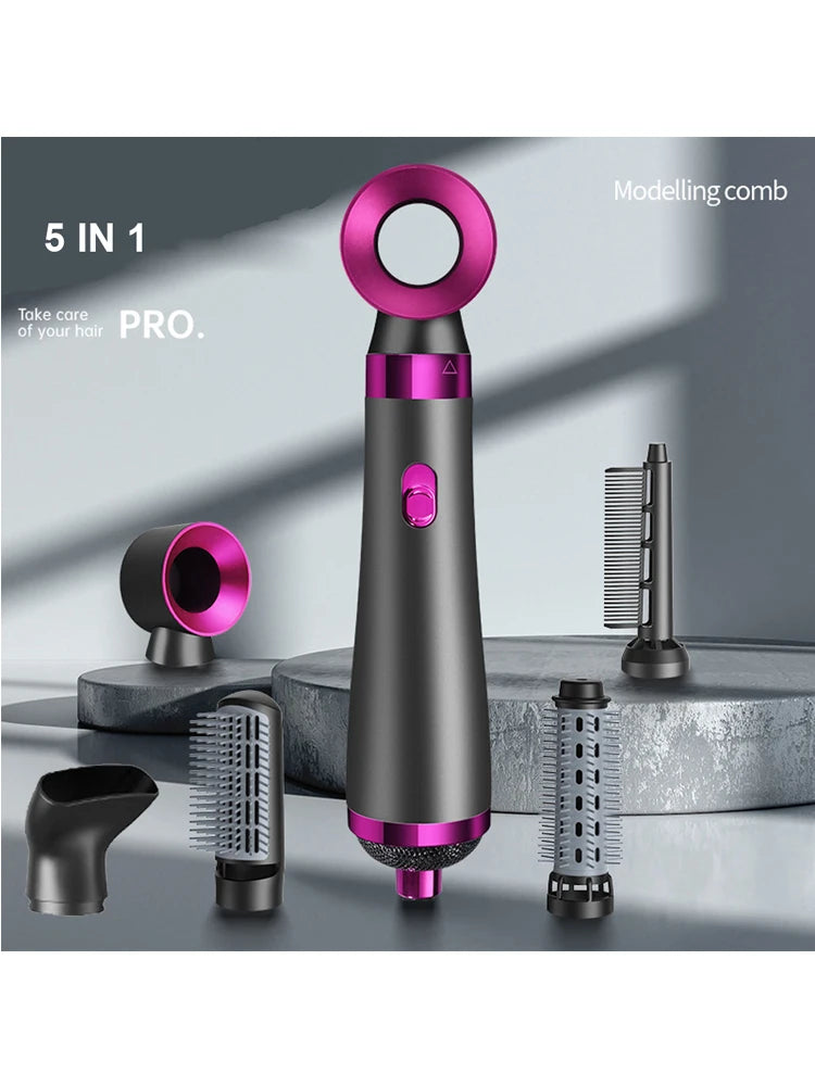Hot Air Brush 5 In 1 Home Use Multi-functional Hair Dryer Styler Curler Straightener Comb, 5-in-1 Hair Styling Tool Set Air Com