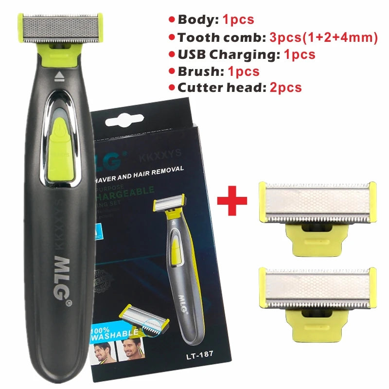 MLG 187 Electric Shaver Flex Razor Head 3 in 1 Shaving Body Face Washable Hair Eyebrow Styling Trimmer Rechargeable Face Care