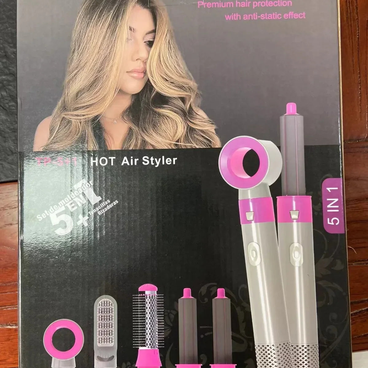 Cross-Border New Five-in-One Hairdryer Brush Automatic Curling Stick Straight Two-Use Beauty Hair Styling Brush Electric Blow Dr