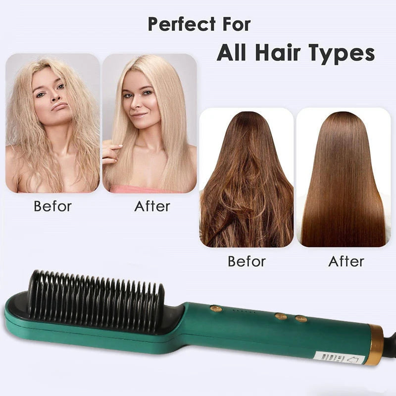 Hot Selling Professional Straight Hair Comb Portable Ceramic Coating Straight Hair Brush Salon Women'S Styling Tool