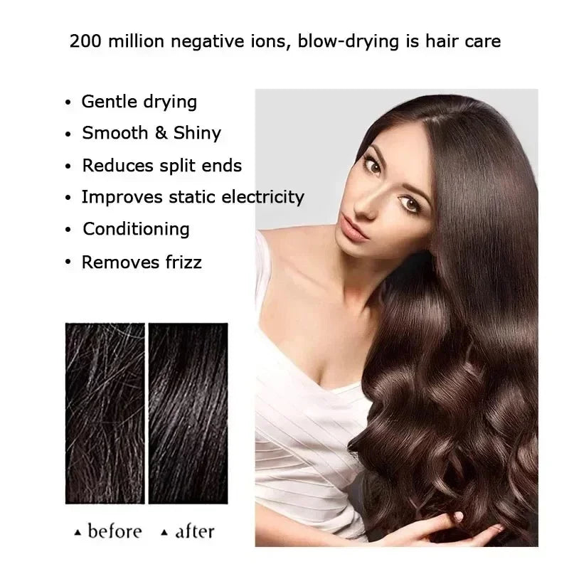 Super Hair Dryer 220V Leafless Hair Dryer Personal Hair Care Styling Negative Ion Tool Schedule Negative Ion Electric Dryer 2.7M