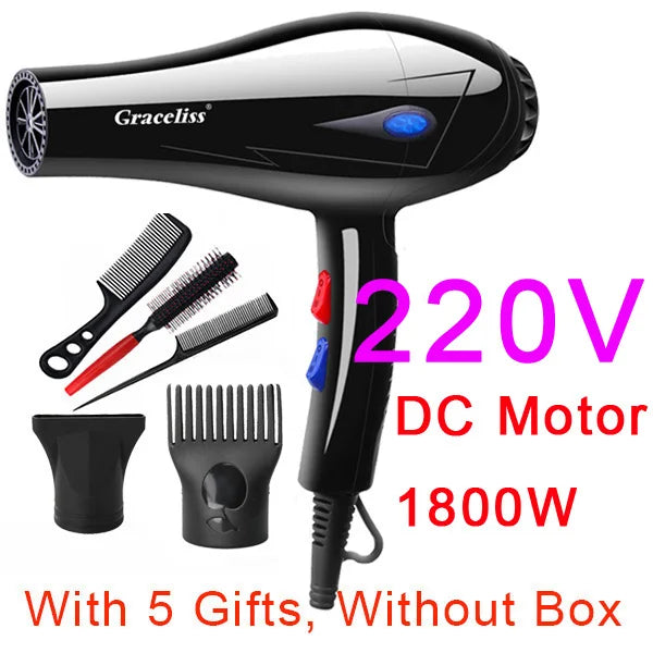 220V With EU Plug 1800W Hot And Cold Wind Hair Dryer Blow dryer Hairdryer Styling Tools For Salons and household use