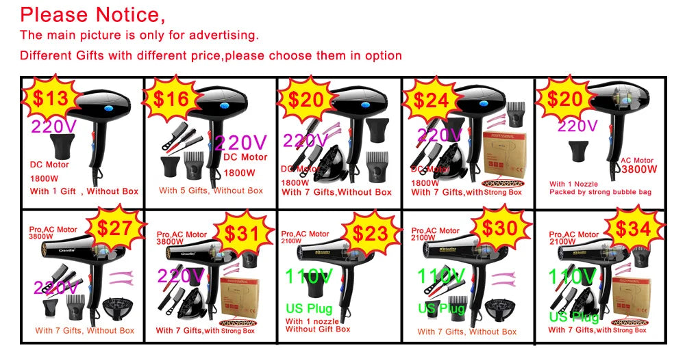 220V With EU Plug 1800W Hot And Cold Wind Hair Dryer Blow dryer Hairdryer Styling Tools For Salons and household use