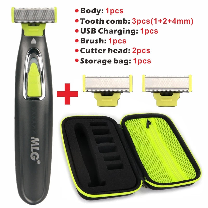 MLG 187 Electric Shaver Flex Razor Head 3 in 1 Shaving Body Face Washable Hair Eyebrow Styling Trimmer Rechargeable Face Care