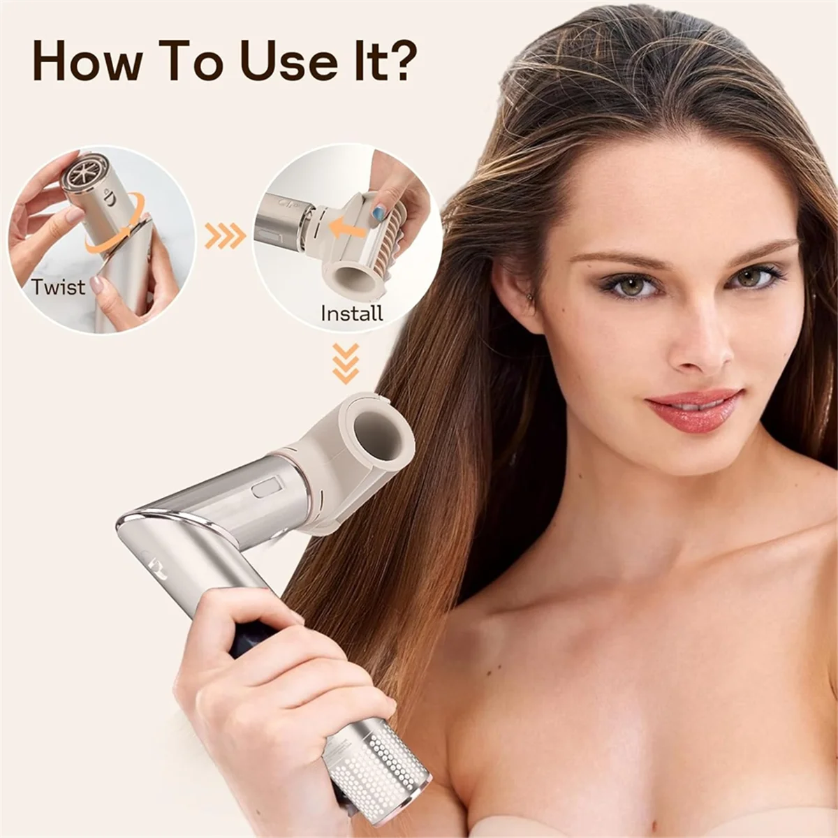 Wide Tooth Comb and Anti-Flying Nozzle for Shark XSKHD4PA / XSKHD4WTCA FlexStyle Series Air Hair Styling Tool Attachment