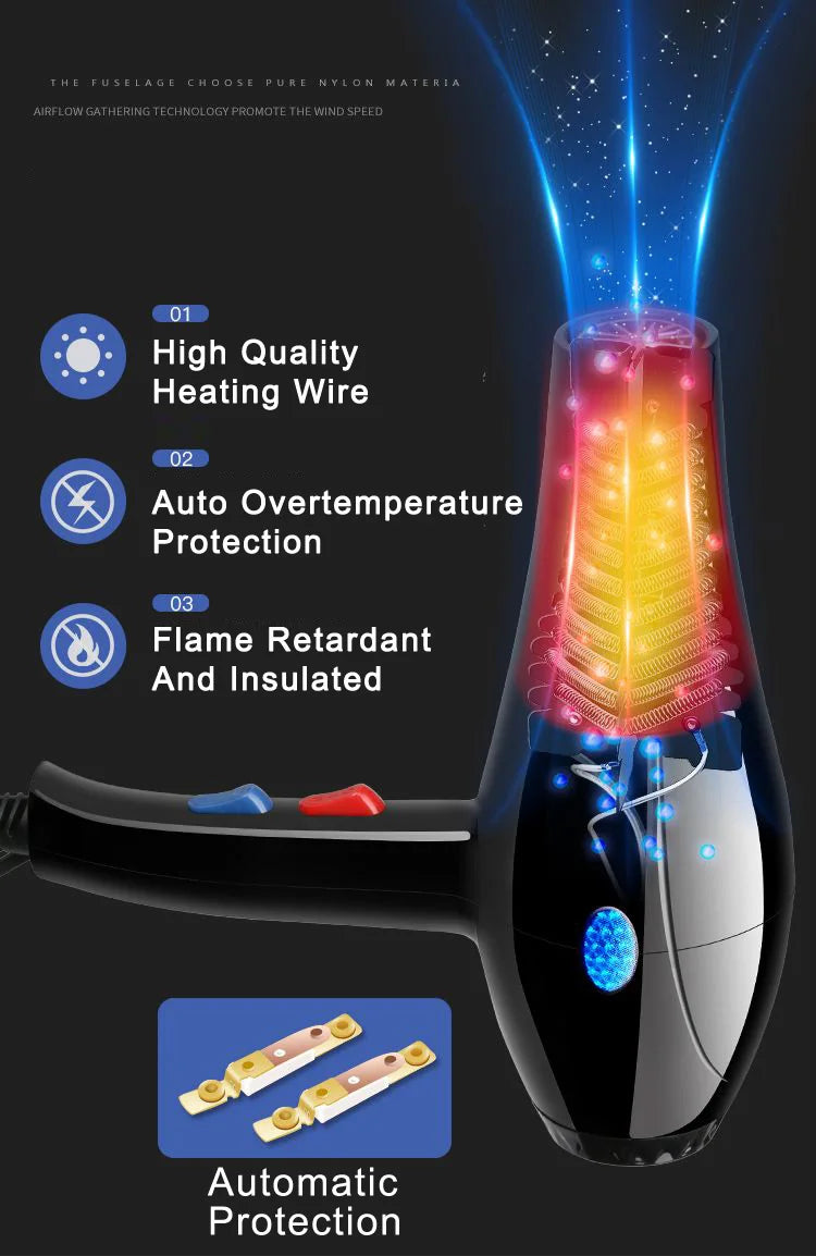 220V With EU Plug 1800W Hot And Cold Wind Hair Dryer Blow dryer Hairdryer Styling Tools For Salons and household use