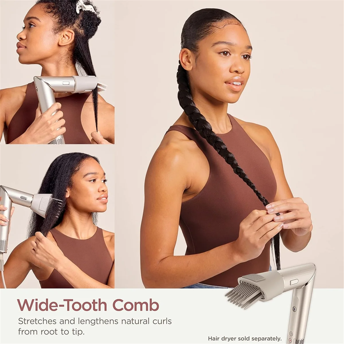 Wide Tooth Comb and Anti-Flying Nozzle for Shark XSKHD4PA / XSKHD4WTCA FlexStyle Series Air Hair Styling Tool Attachment