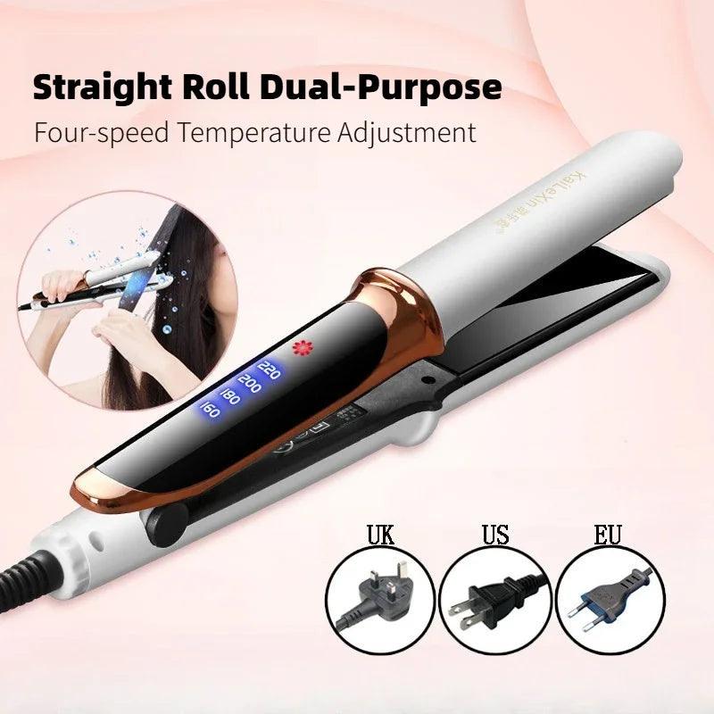 4 Gears Adjustable Temperature 2in1 Professional Flat Iron Hair Straightener Fast Warm-up Styling Tool for Wet or Dry Hair